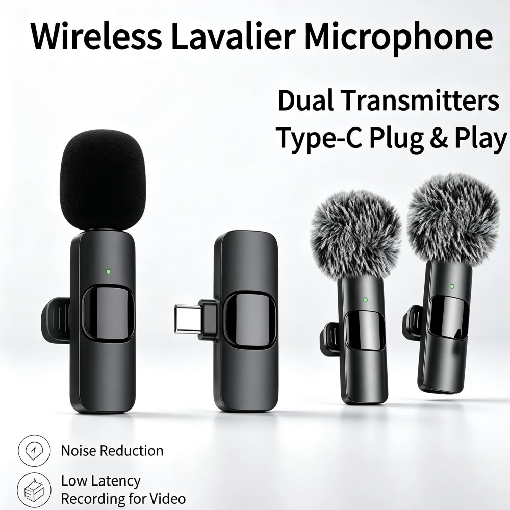 Wireless Mic For Smartphone Video Recording - Type-C Wireless Lavalier Microphone Professional Audio