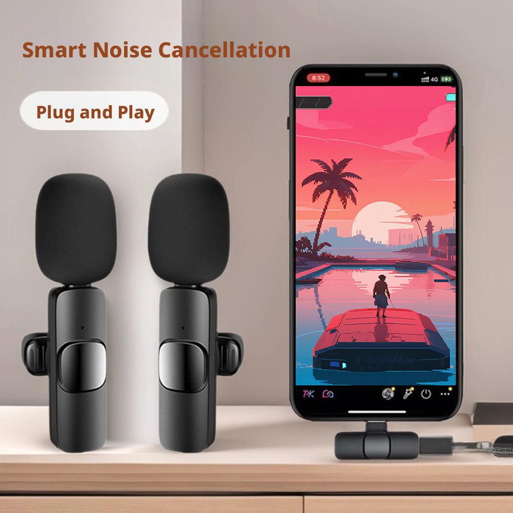 Smart Noise Reduction Lapel Microphone - Wireless Lavalier Microphone Dual Channel Lapel