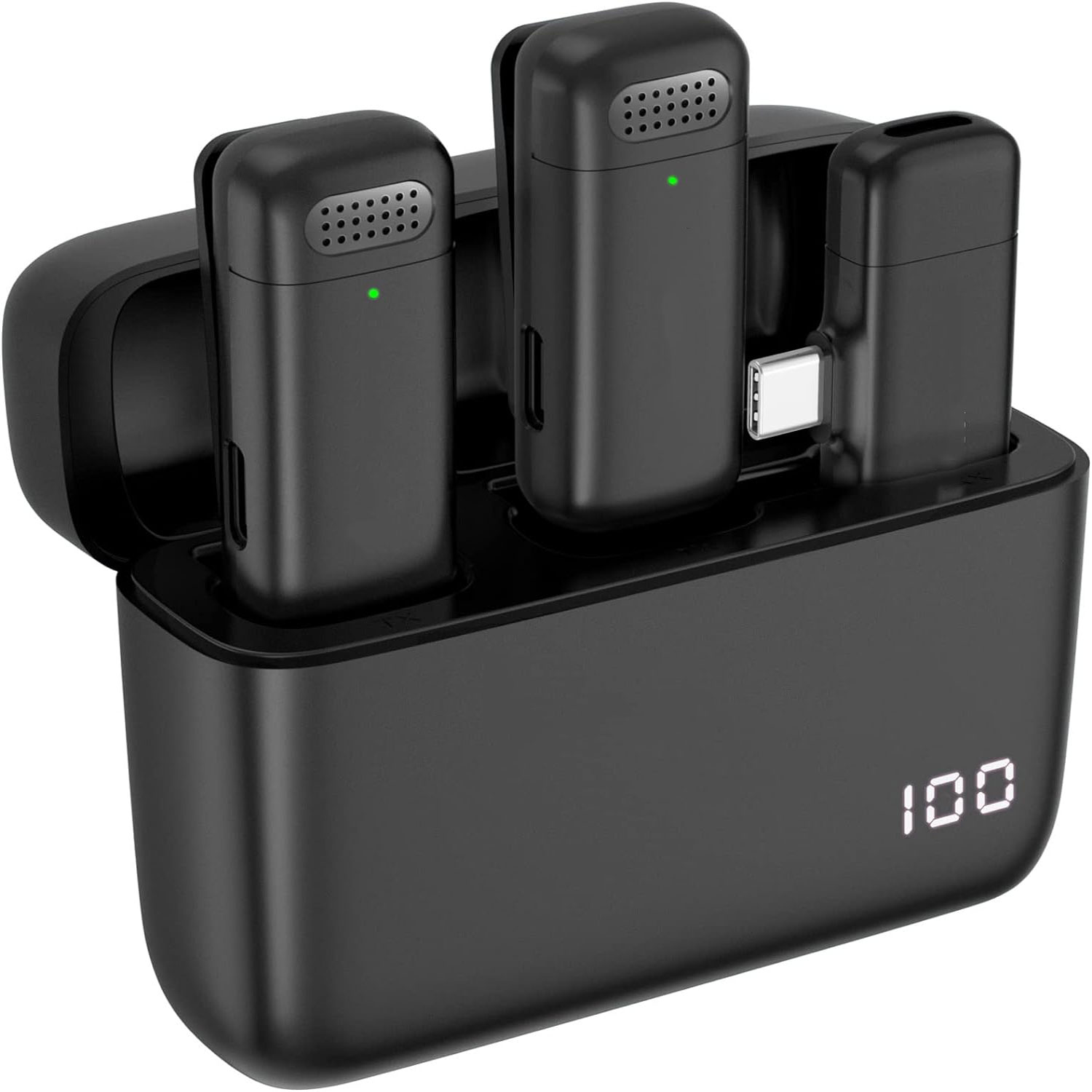 Charging Case For Wireless Microphones - 2 Pack Wireless Lapel Microphone with