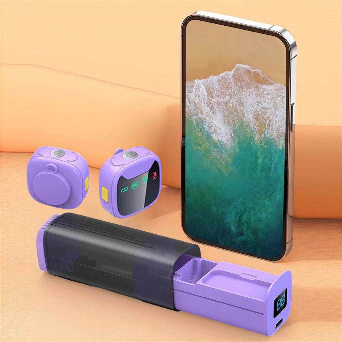 DT75BG LED Display Wireless La - Wireless Mic For Smartphone Video Recording 评论和价格