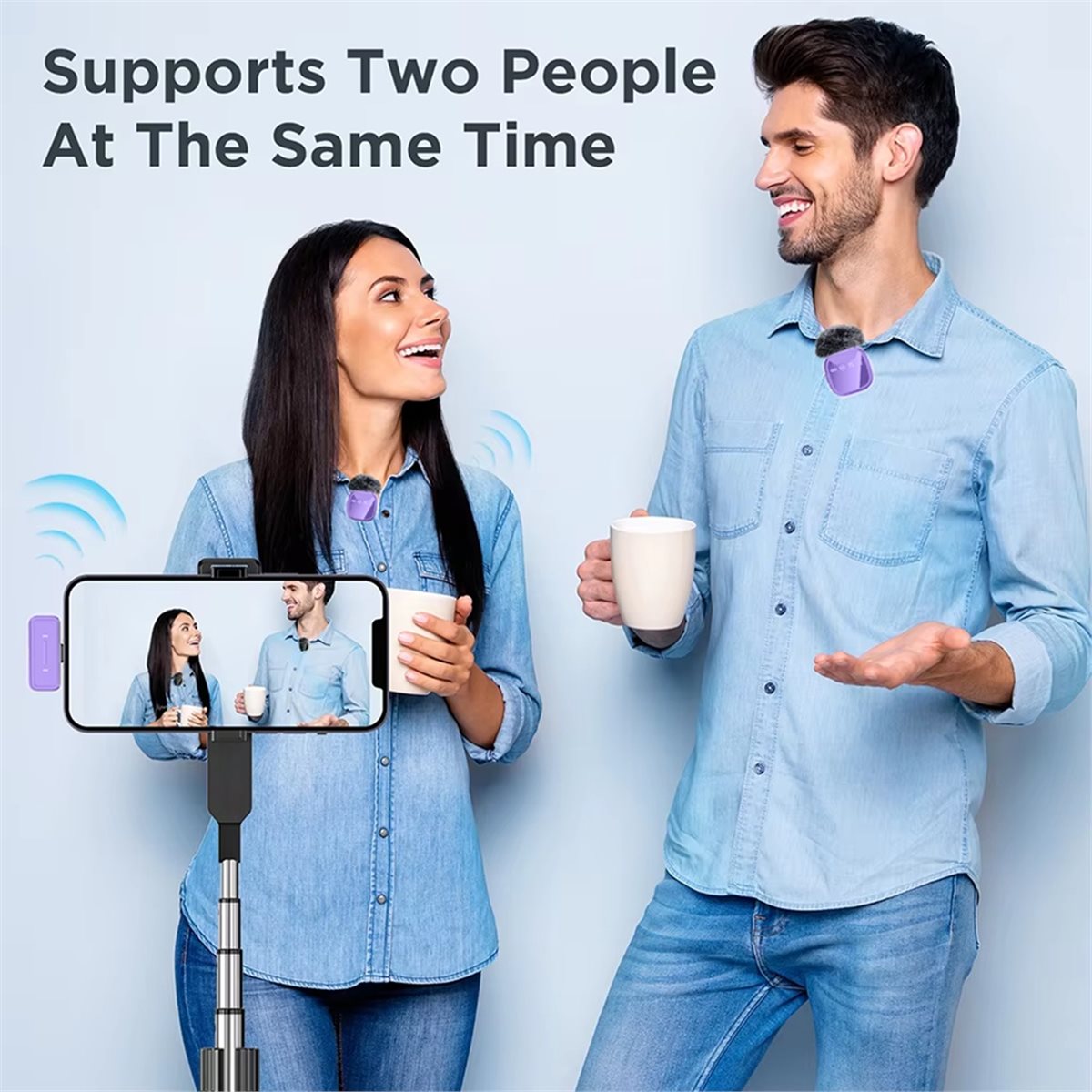 DT75BG LED Display Wireless La - Wireless Mic For Smartphone Video Recording 评论和价格