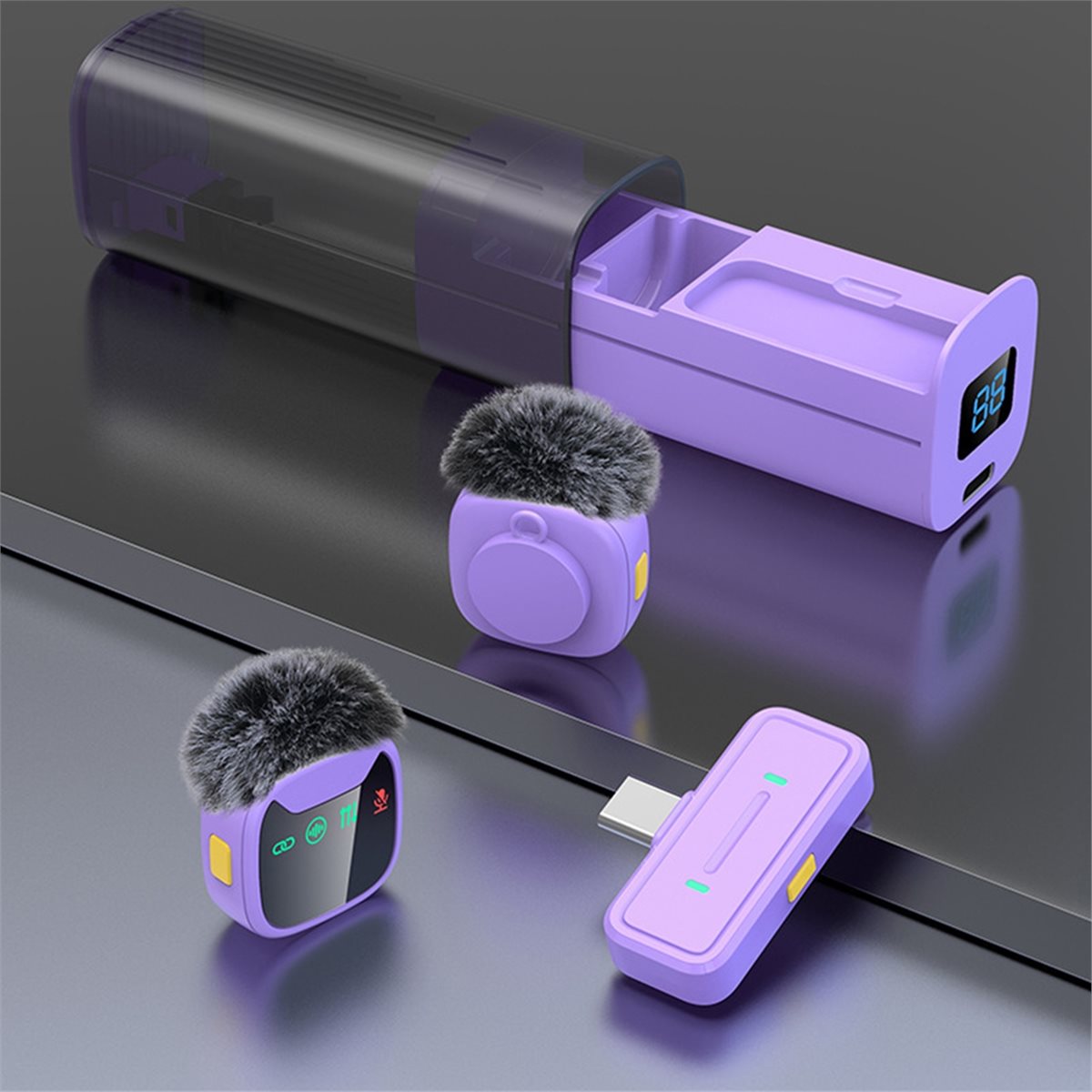 DT75BG LED Display Wireless La - Wireless Mic For Smartphone Video Recording 评论和价格