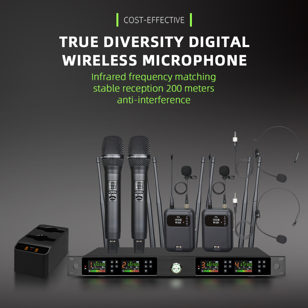 Auto Scan UHF Wireless Microph - Dual Channel Wireless Lapel Mic System 评论和价格