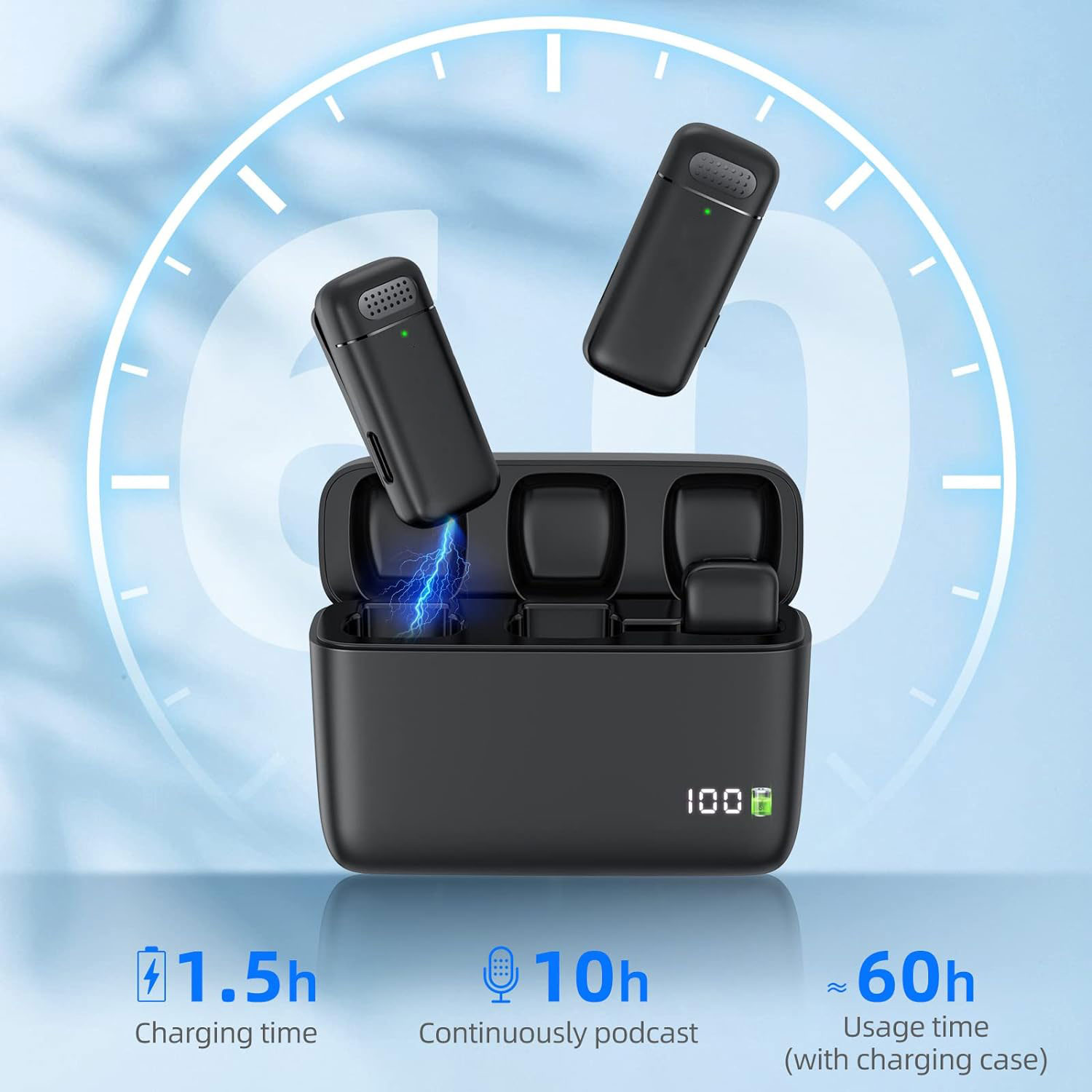 2 Pack Wireless Lapel Micropho - Charging Case For Wireless Microphones 评论和价格