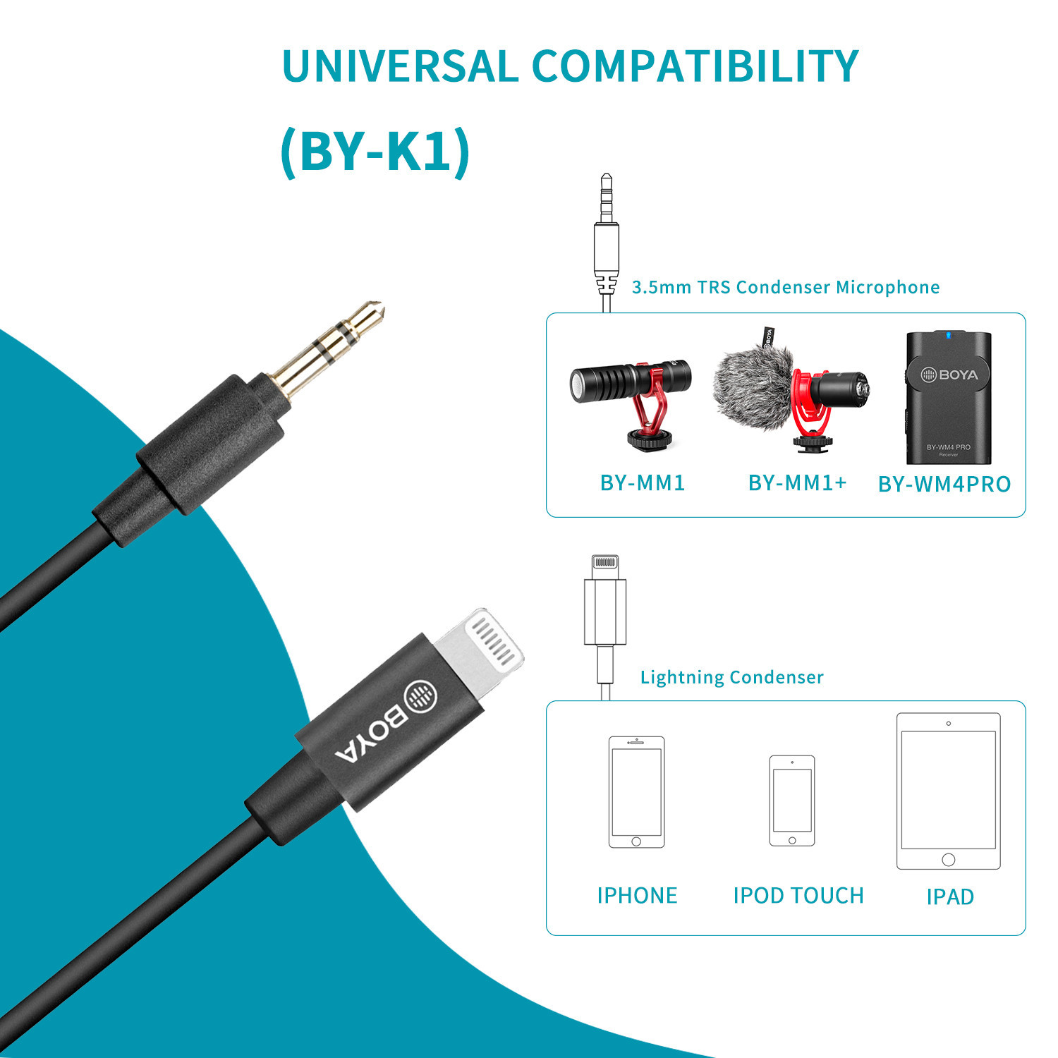 Microphone Adapter BOYA BY-K1- - 3.5Mm Trs To Trrs Adapter Audio Cable 评论和价格